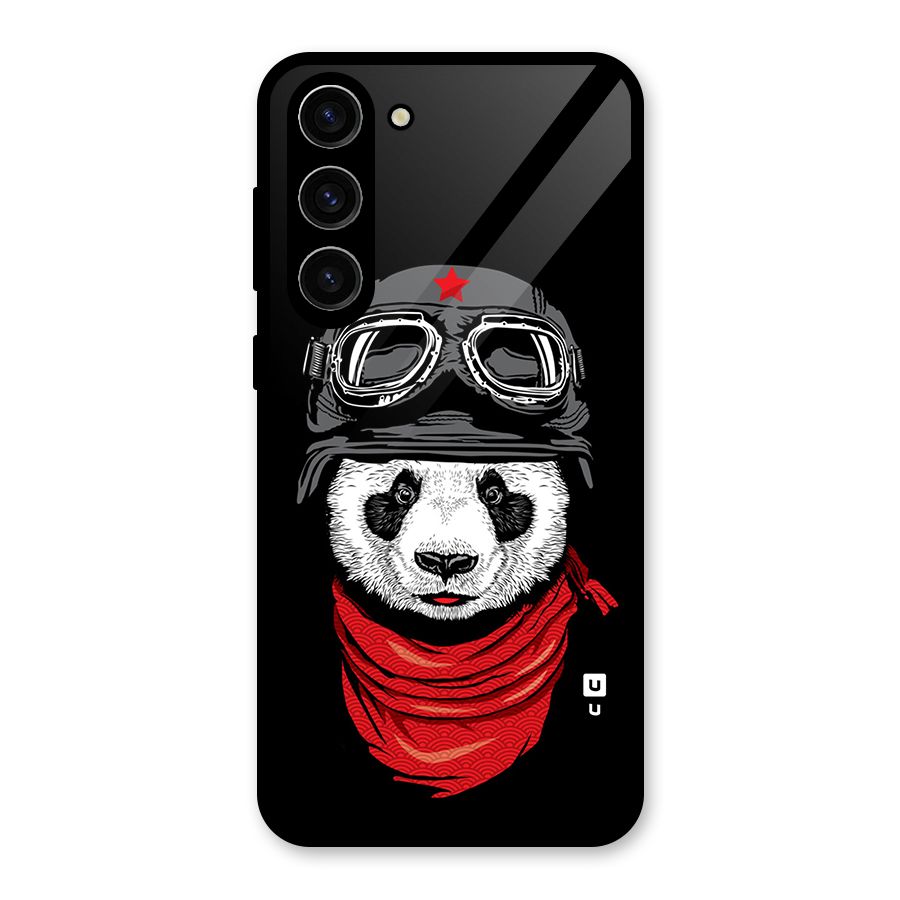 Cool Panda Soldier Art Glass Back Case for Galaxy S23 Plus