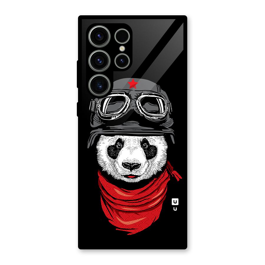 Cool Panda Soldier Art Glass Back Case for Galaxy S23 Ultra