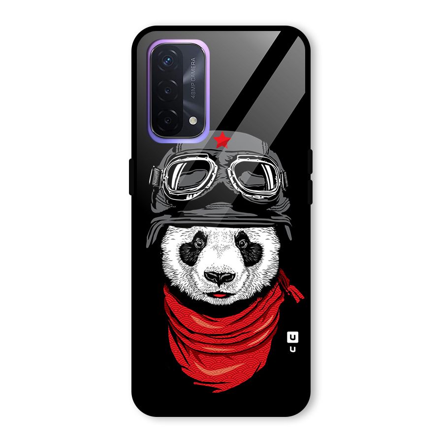 Cool Panda Soldier Art Glass Back Case for Oppo A74 5G
