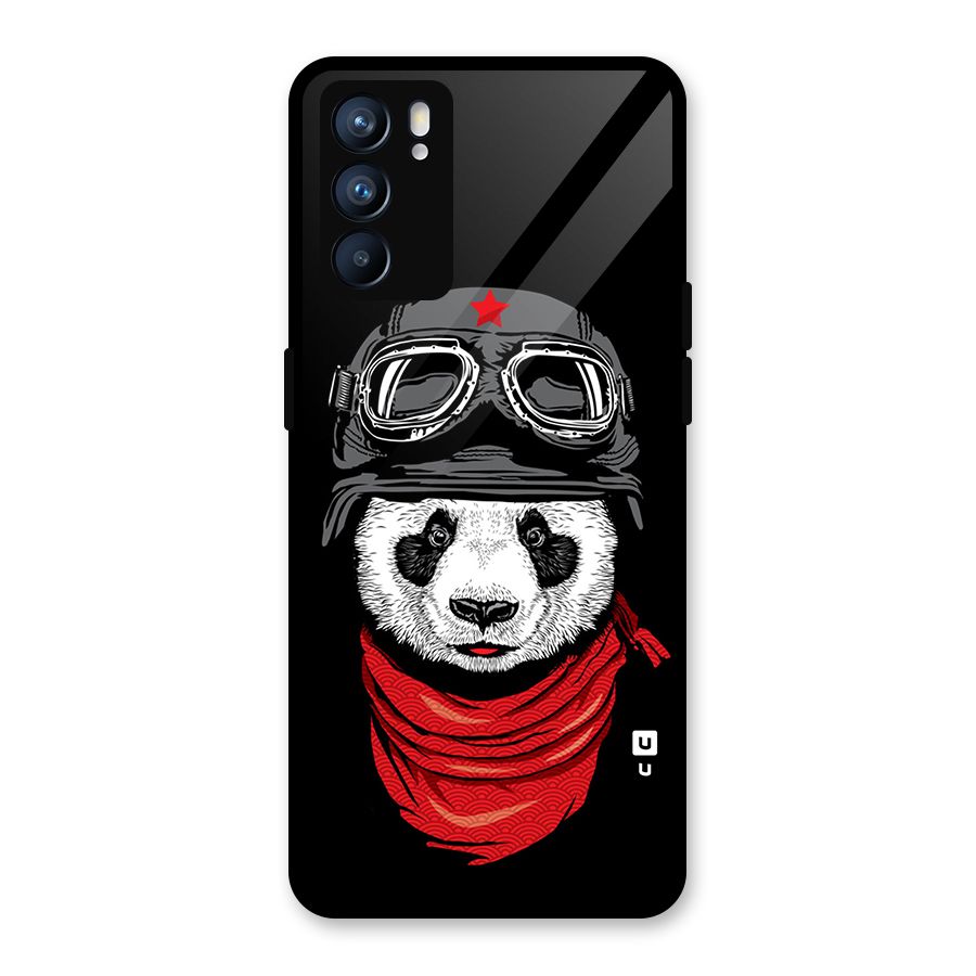 Cool Panda Soldier Art Glass Back Case for Oppo Reno6 5G