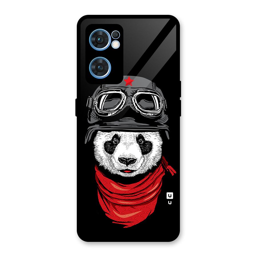 Cool Panda Soldier Art Glass Back Case for Oppo Reno7 5G