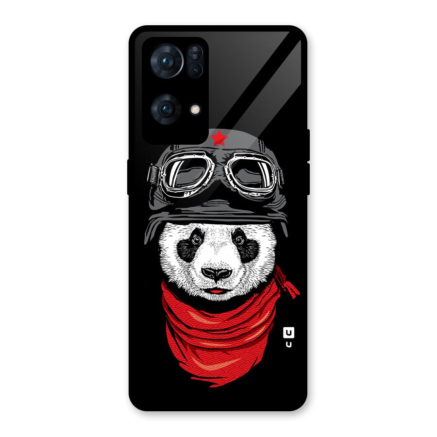 Cool Panda Soldier Art Glass Back Case for Oppo Reno7 Pro 5G