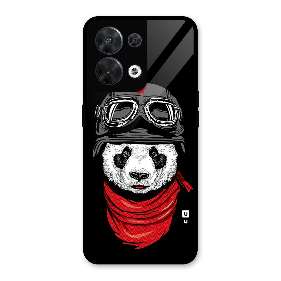 Cool Panda Soldier Art Glass Back Case for Oppo Reno8 5G