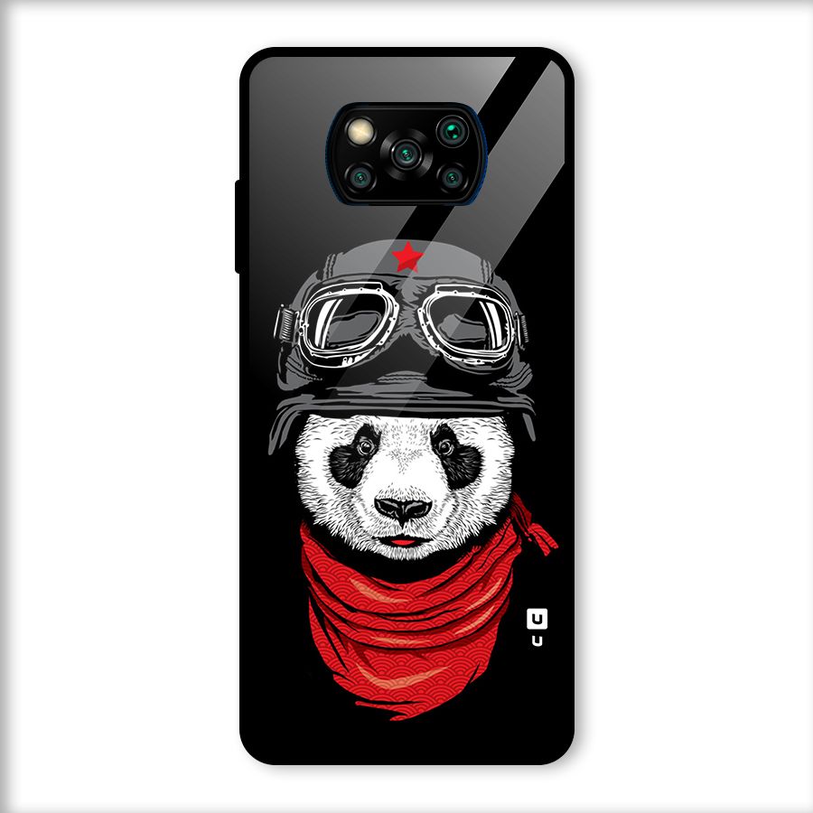 Cool Panda Soldier Art Glass Back Case for Poco X3