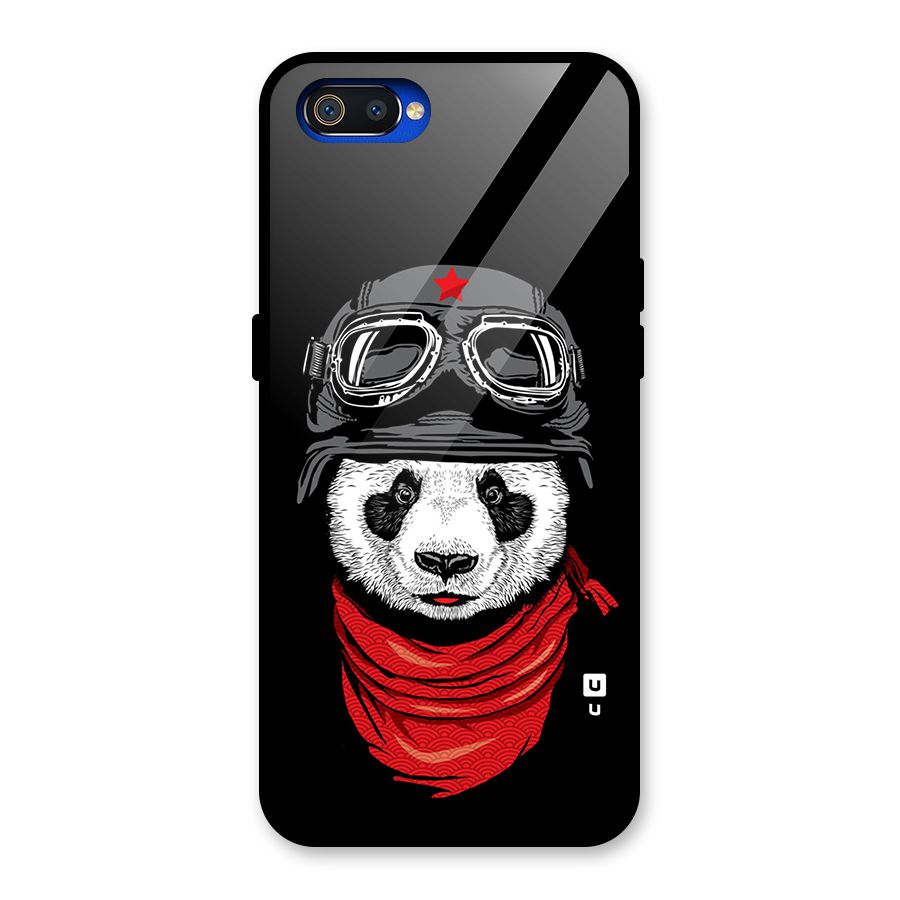 Cool Panda Soldier Art Glass Back Case for Realme C2
