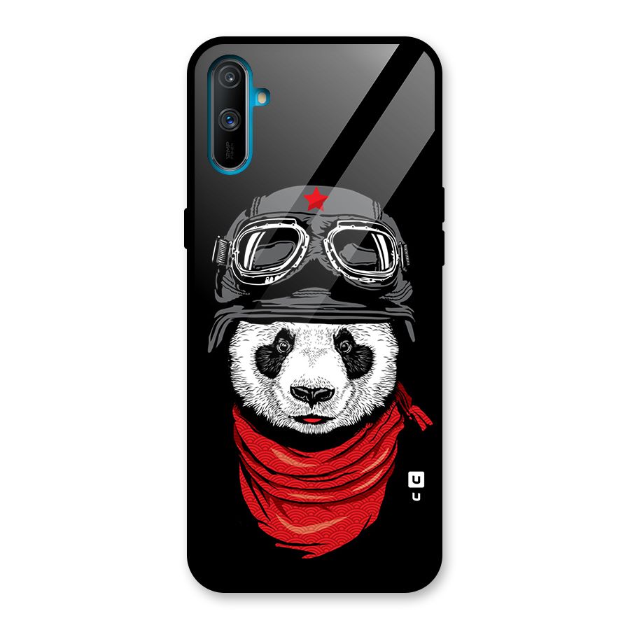Cool Panda Soldier Art Glass Back Case for Realme C3