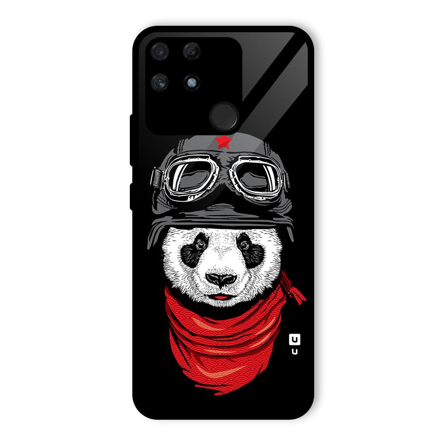 Cool Panda Soldier Art Glass Back Case for Realme Narzo 50A
