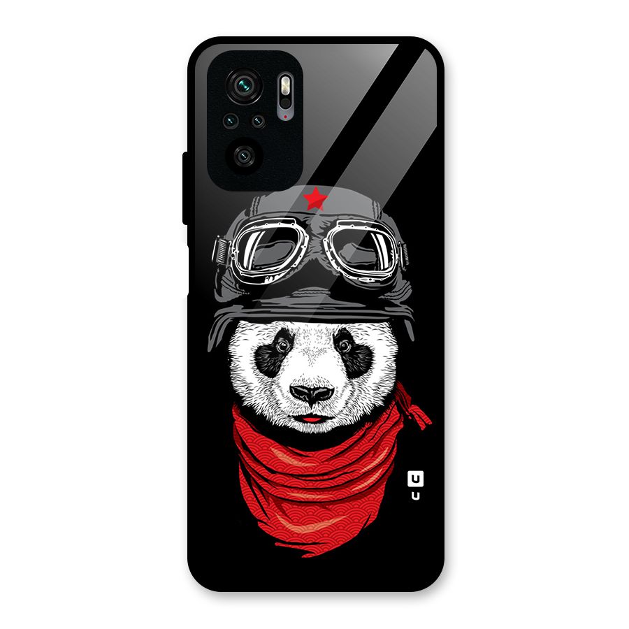 Cool Panda Soldier Art Glass Back Case for Redmi Note 10S