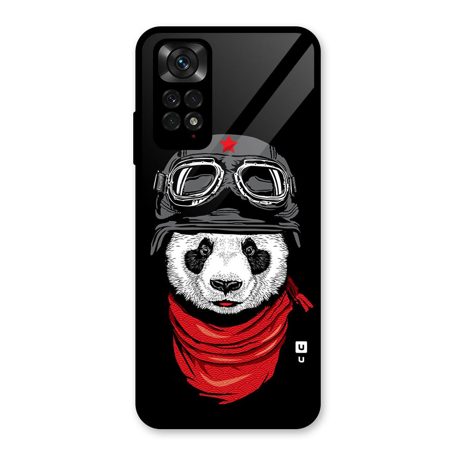 Cool Panda Soldier Art Glass Back Case for Redmi Note 11