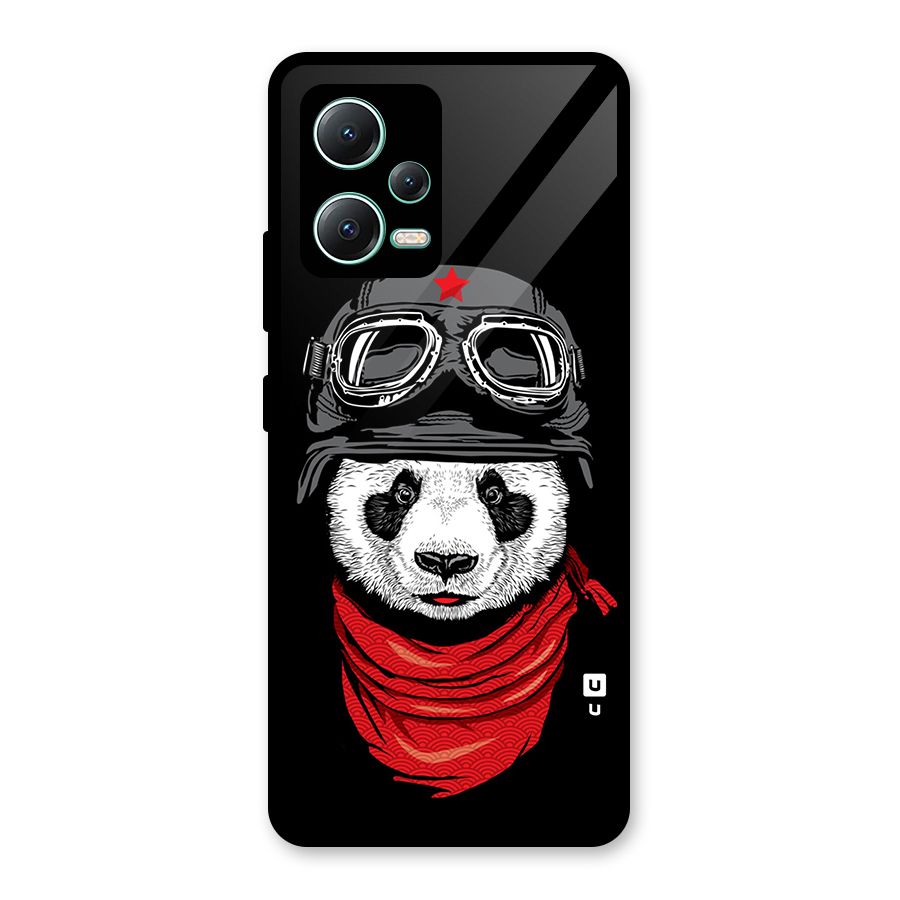 Cool Panda Soldier Art Glass Back Case for Redmi Note 12 5G