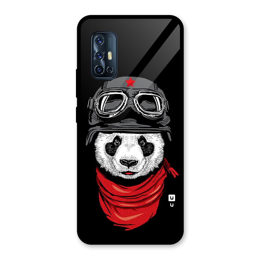 Cool Panda Soldier Art Glass Back Case for Vivo V17