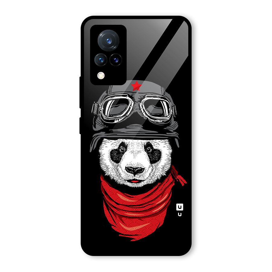 Cool Panda Soldier Art Glass Back Case for Vivo V21 5G