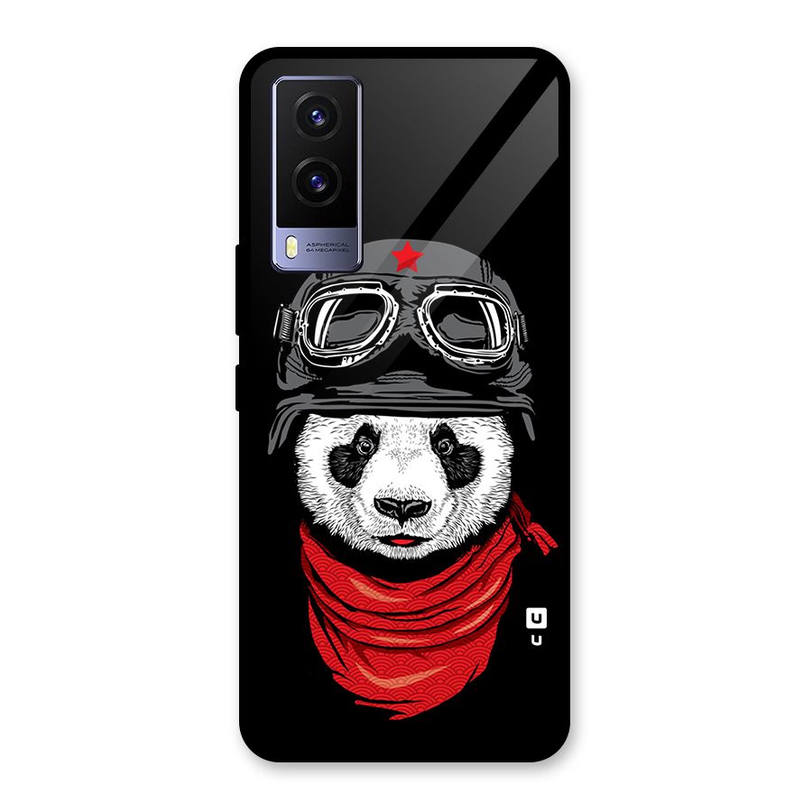 Cool Panda Soldier Art Glass Back Case for Vivo V21e 5G