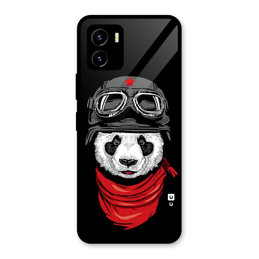 Cool Panda Soldier Art Glass Back Case for Vivo Y15s