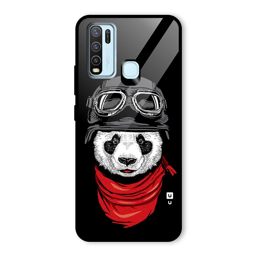 Cool Panda Soldier Art Glass Back Case for Vivo Y30