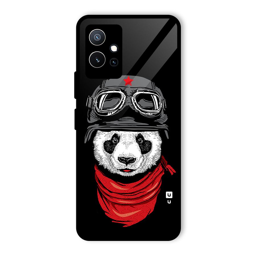 Cool Panda Soldier Art Glass Back Case for Vivo Y75 5G