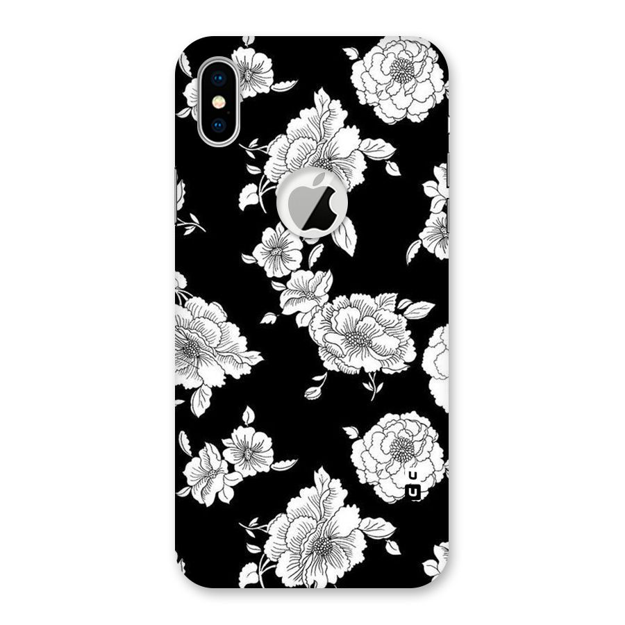 Cool Pattern Flowers Back Case for iPhone X Logo Cut