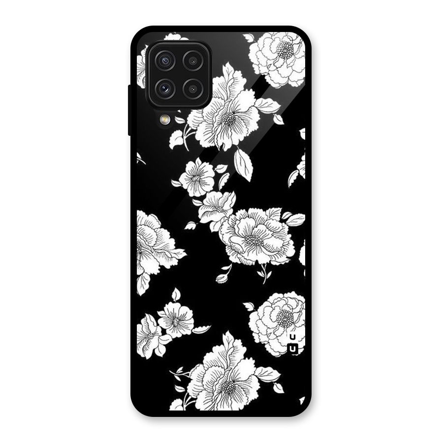 Cool Pattern Flowers Glass Back Case for Galaxy A22 4G