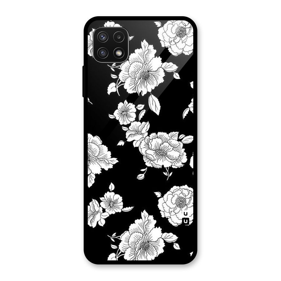 Cool Pattern Flowers Glass Back Case for Galaxy A22 5G