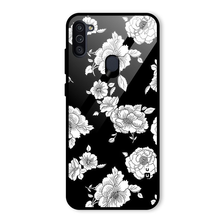 Cool Pattern Flowers Glass Back Case for Galaxy M11