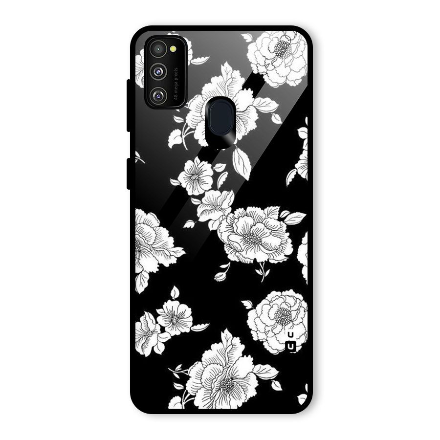 Cool Pattern Flowers Glass Back Case for Galaxy M30s