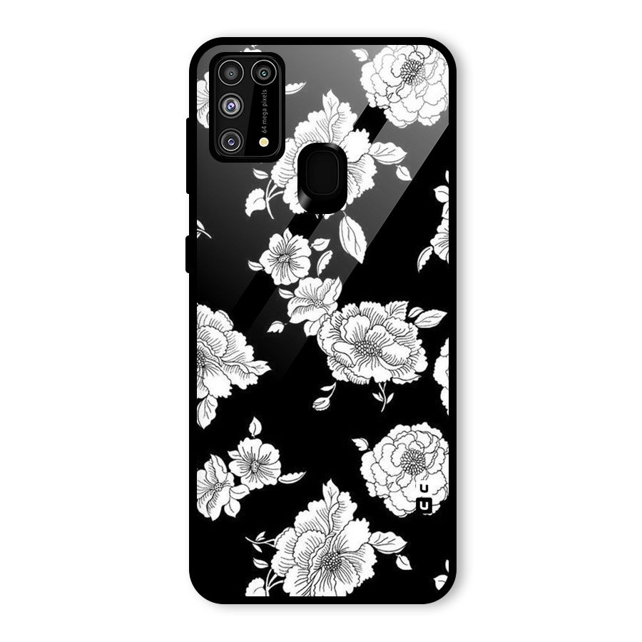 Cool Pattern Flowers Glass Back Case for Galaxy M31