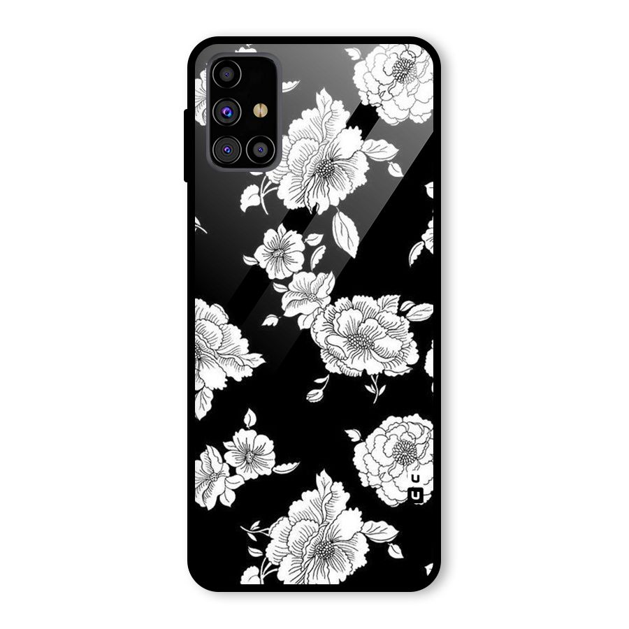 Cool Pattern Flowers Glass Back Case for Galaxy M31s
