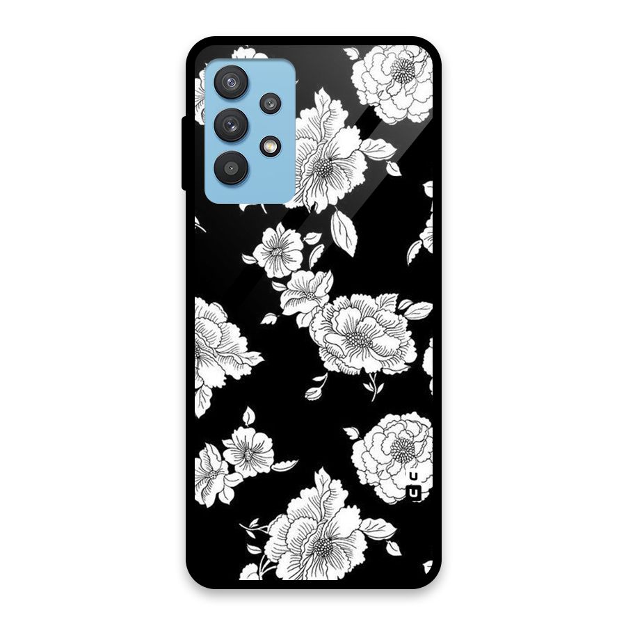 Cool Pattern Flowers Glass Back Case for Galaxy M32 5G