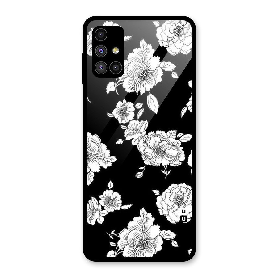 Cool Pattern Flowers Glass Back Case for Galaxy M51