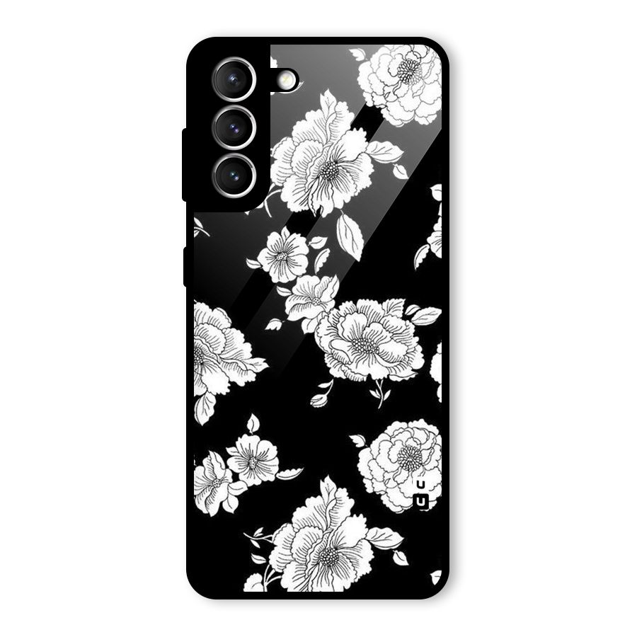Cool Pattern Flowers Glass Back Case for Galaxy S21 5G