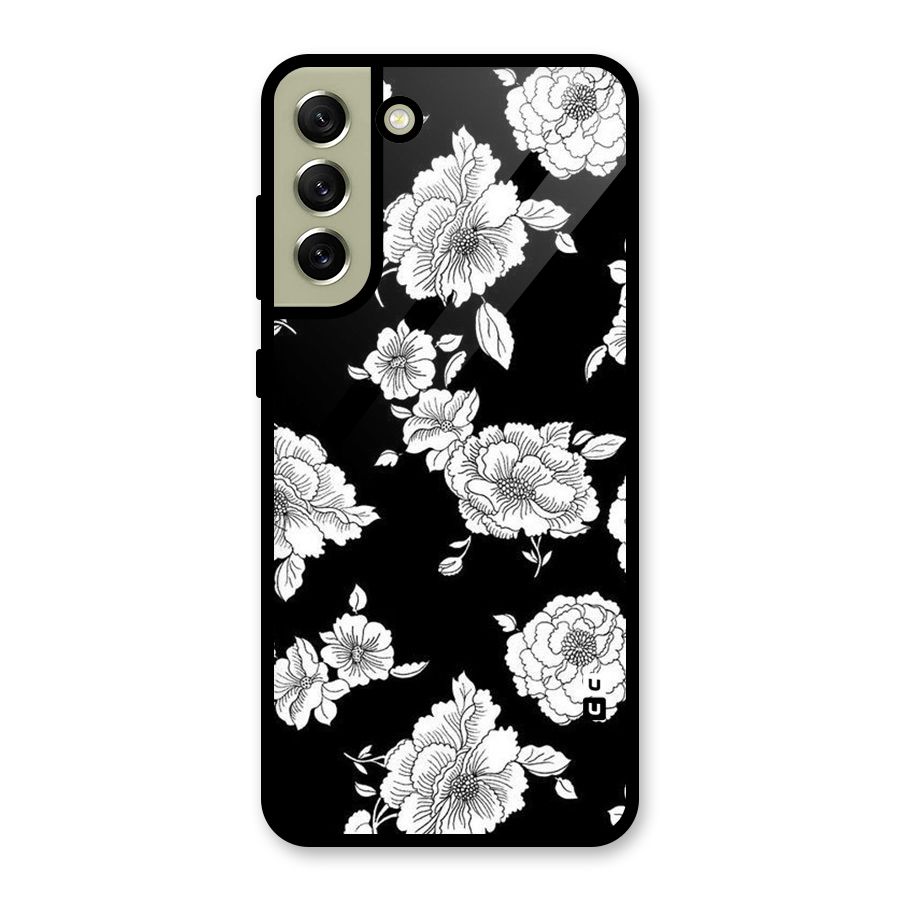 Cool Pattern Flowers Glass Back Case for Galaxy S21 FE 5G