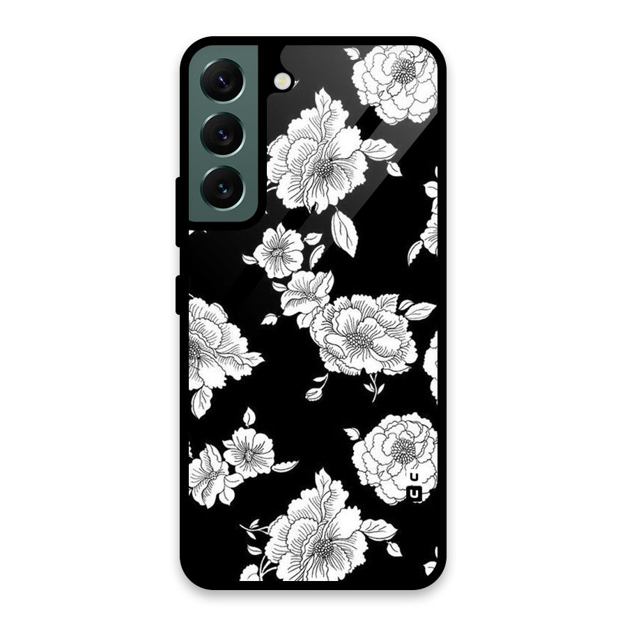 Cool Pattern Flowers Glass Back Case for Galaxy S22 5G