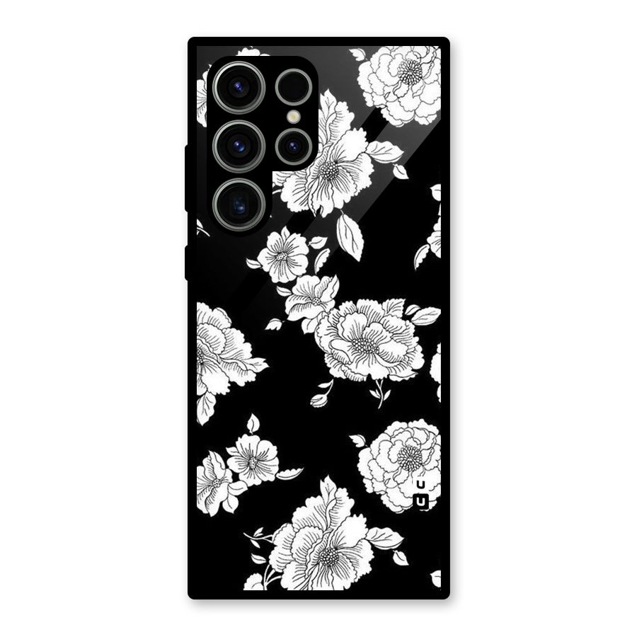 Cool Pattern Flowers Glass Back Case for Galaxy S23 Ultra