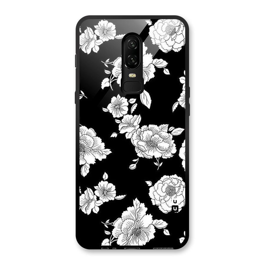 Cool Pattern Flowers Glass Back Case for OnePlus 6