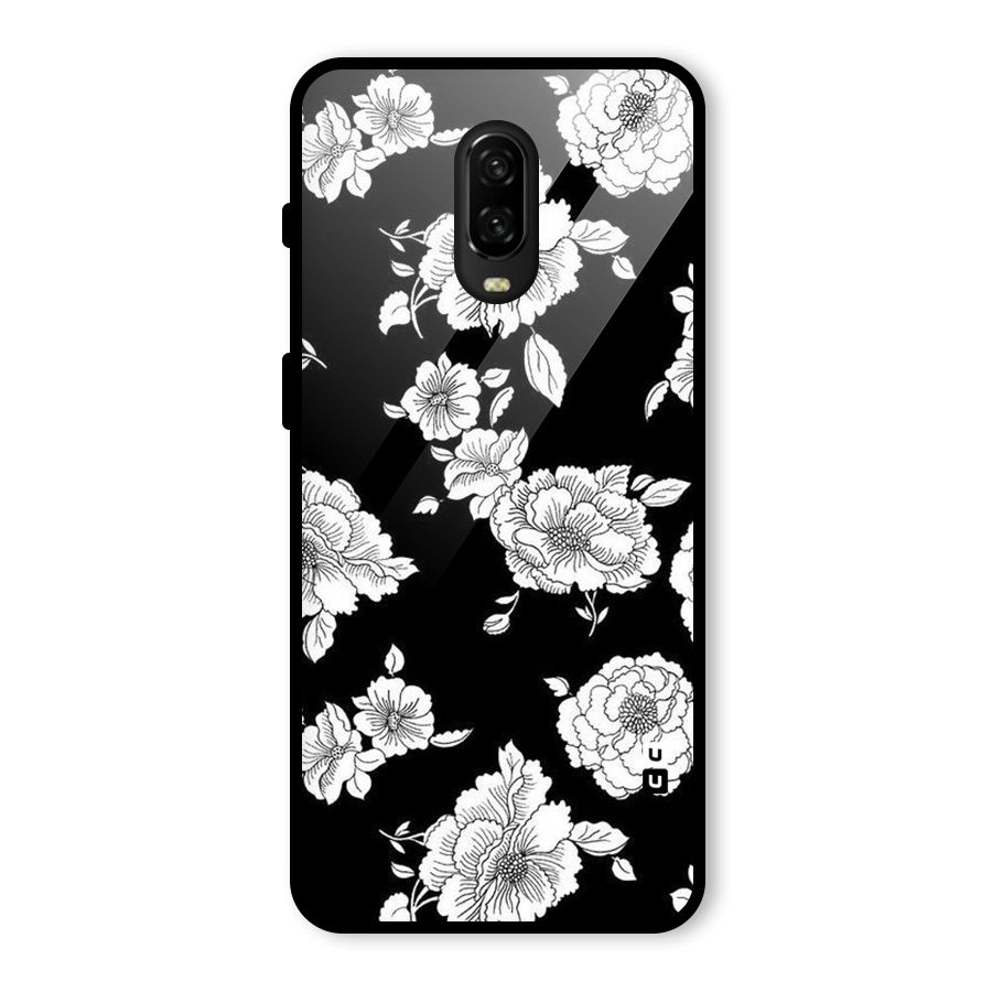 Cool Pattern Flowers Glass Back Case for OnePlus 6T