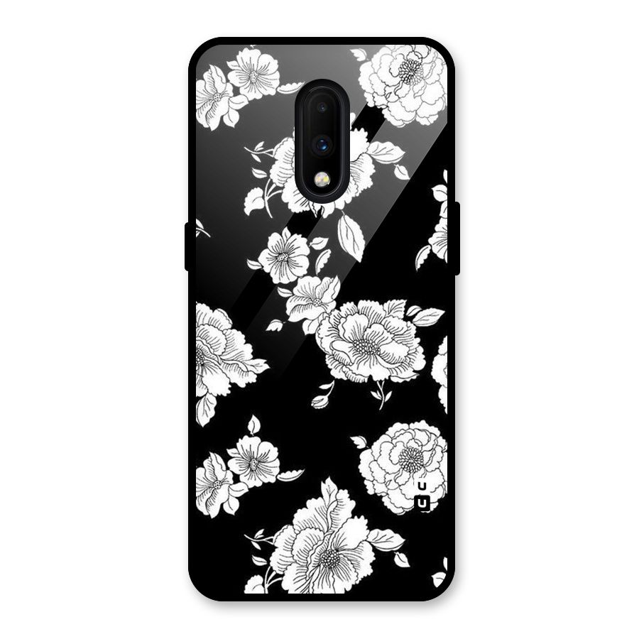Cool Pattern Flowers Glass Back Case for OnePlus 7