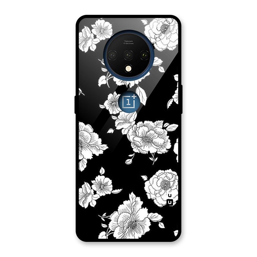 Cool Pattern Flowers Glass Back Case for OnePlus 7T