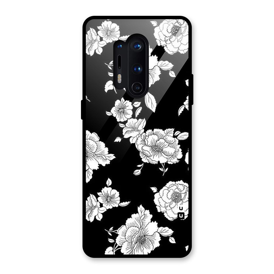 Cool Pattern Flowers Glass Back Case for OnePlus 8 Pro