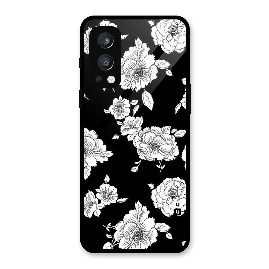 Cool Pattern Flowers Glass Back Case for OnePlus Nord 2 5G