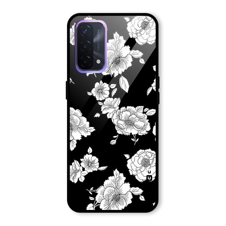 Cool Pattern Flowers Glass Back Case for Oppo A74 5G