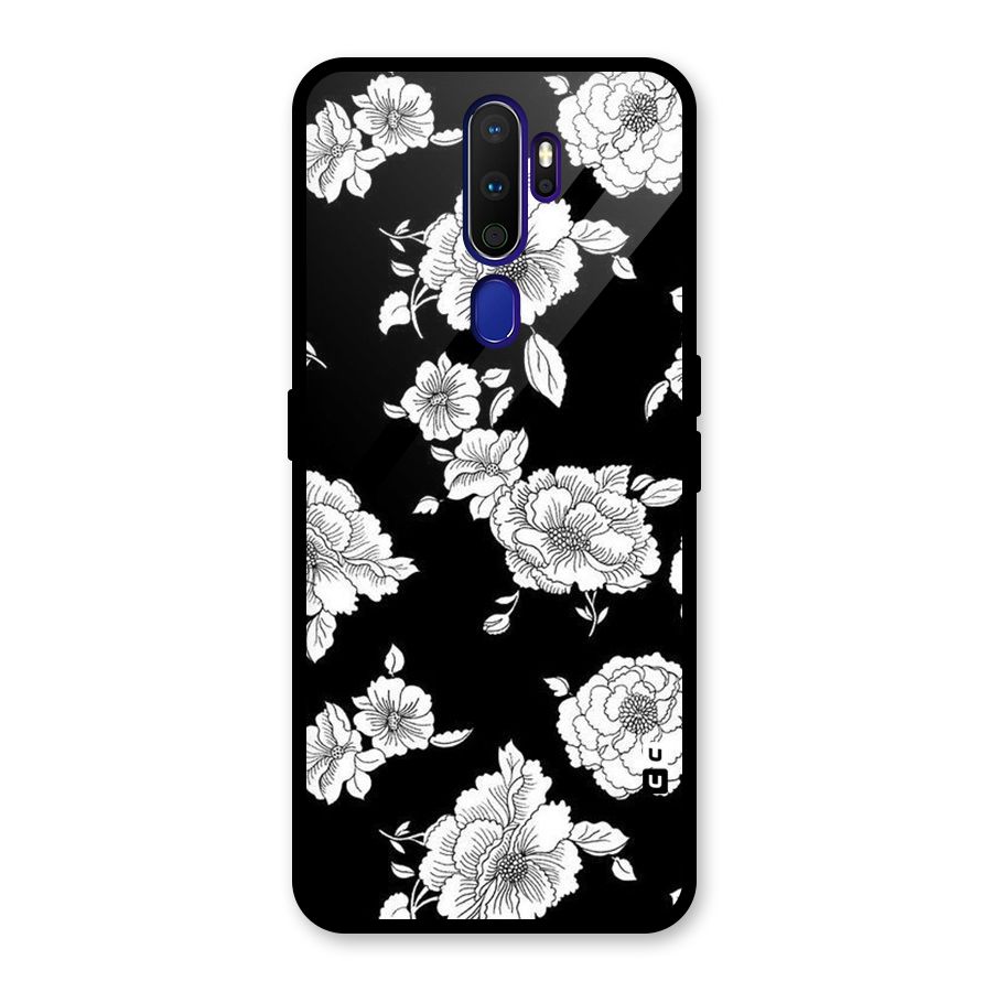 Cool Pattern Flowers Glass Back Case for Oppo A9 (2020)