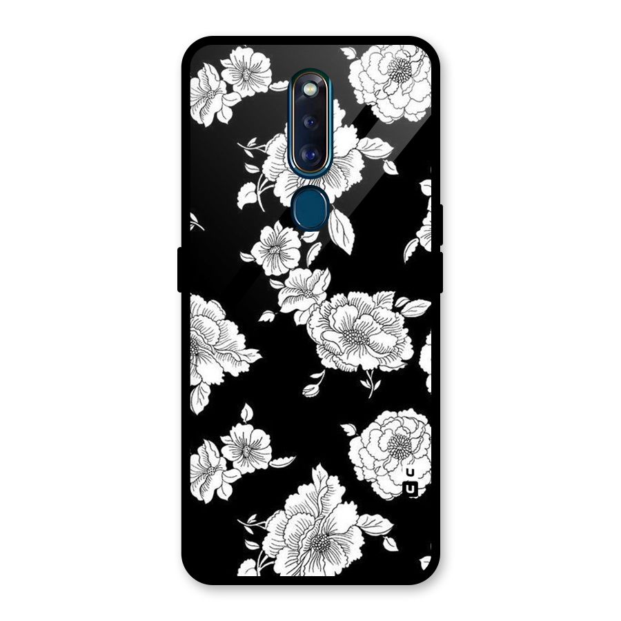 Cool Pattern Flowers Glass Back Case for Oppo F11 Pro