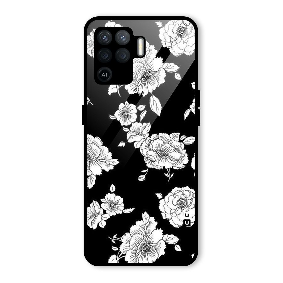 Cool Pattern Flowers Glass Back Case for Oppo F19 Pro
