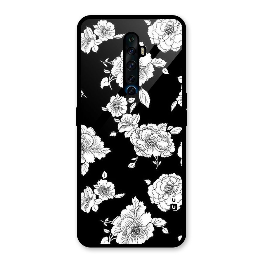 Cool Pattern Flowers Glass Back Case for Oppo Reno2 Z