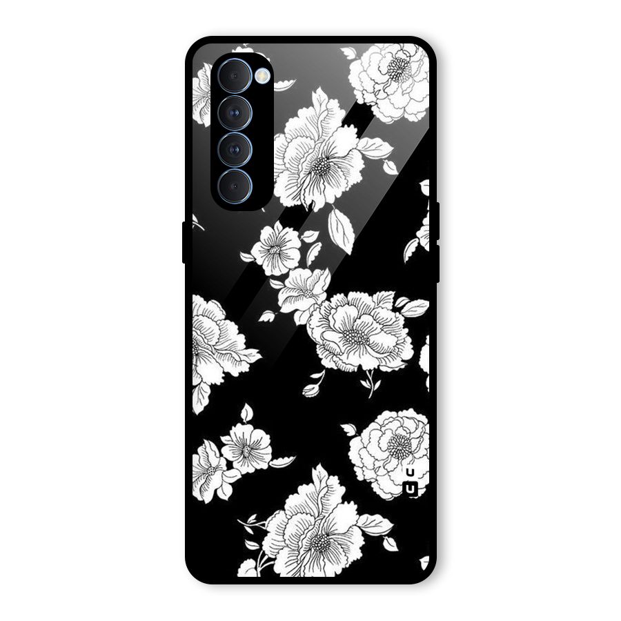 Cool Pattern Flowers Glass Back Case for Oppo Reno4 Pro