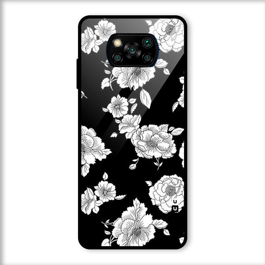 Cool Pattern Flowers Glass Back Case for Poco X3