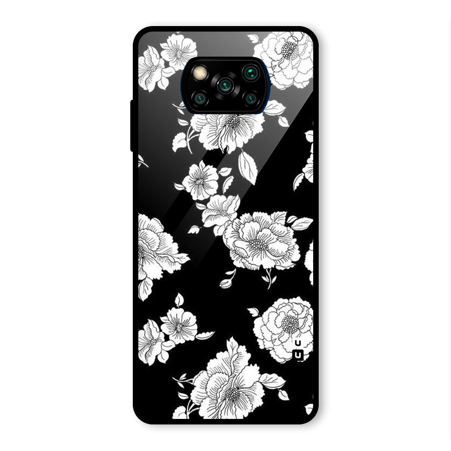Cool Pattern Flowers Glass Back Case for Poco X3 Pro