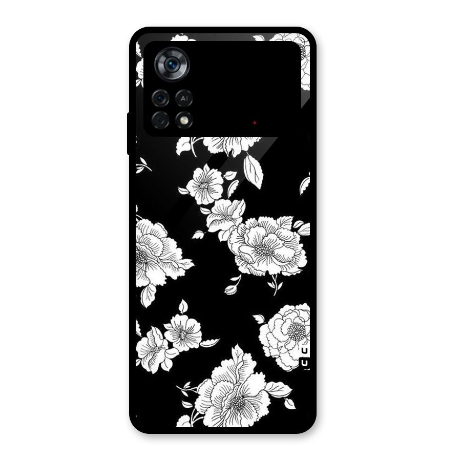 Cool Pattern Flowers Glass Back Case for Poco X4 Pro 5G