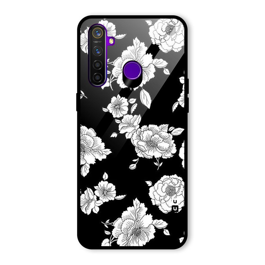 Cool Pattern Flowers Glass Back Case for Realme 5 Pro