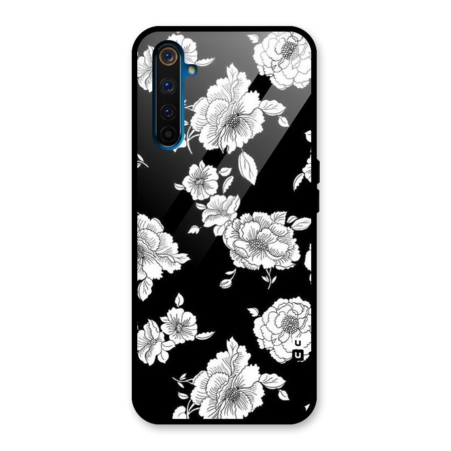 Cool Pattern Flowers Glass Back Case for Realme 6 Pro